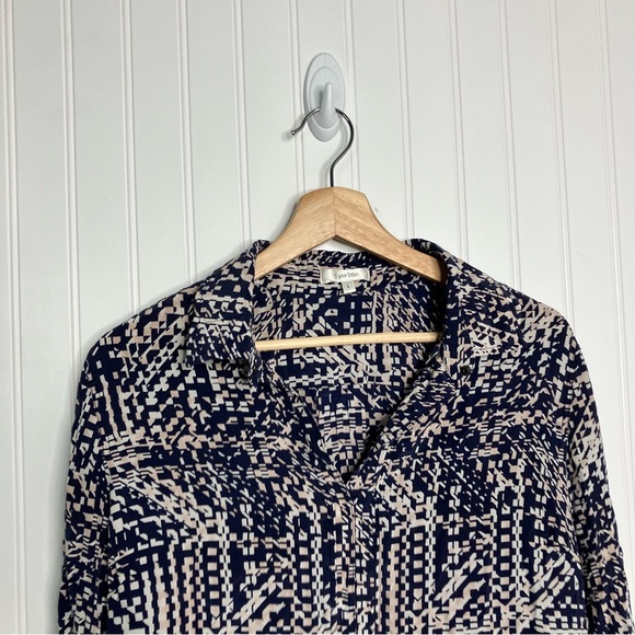 Tyler Boe Top Blouse‎ Large 100% silk Colorful Geometric Workwear Spring Women’s - Picture 2 of 9